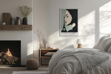 Paul Sinus Leinwandbild 40x60cm stilvolle Paris-Illustration mit eleganter Frauensilhouette und Eiffelturm, moderne Wandkunst