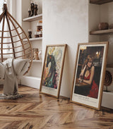 Paul Sinus Leinwandbild 40x60cm The Lady in Red – Sinnliches Leinwandbild einer melancholischen Frau in rotem Kleid in einer stilvollen Bar