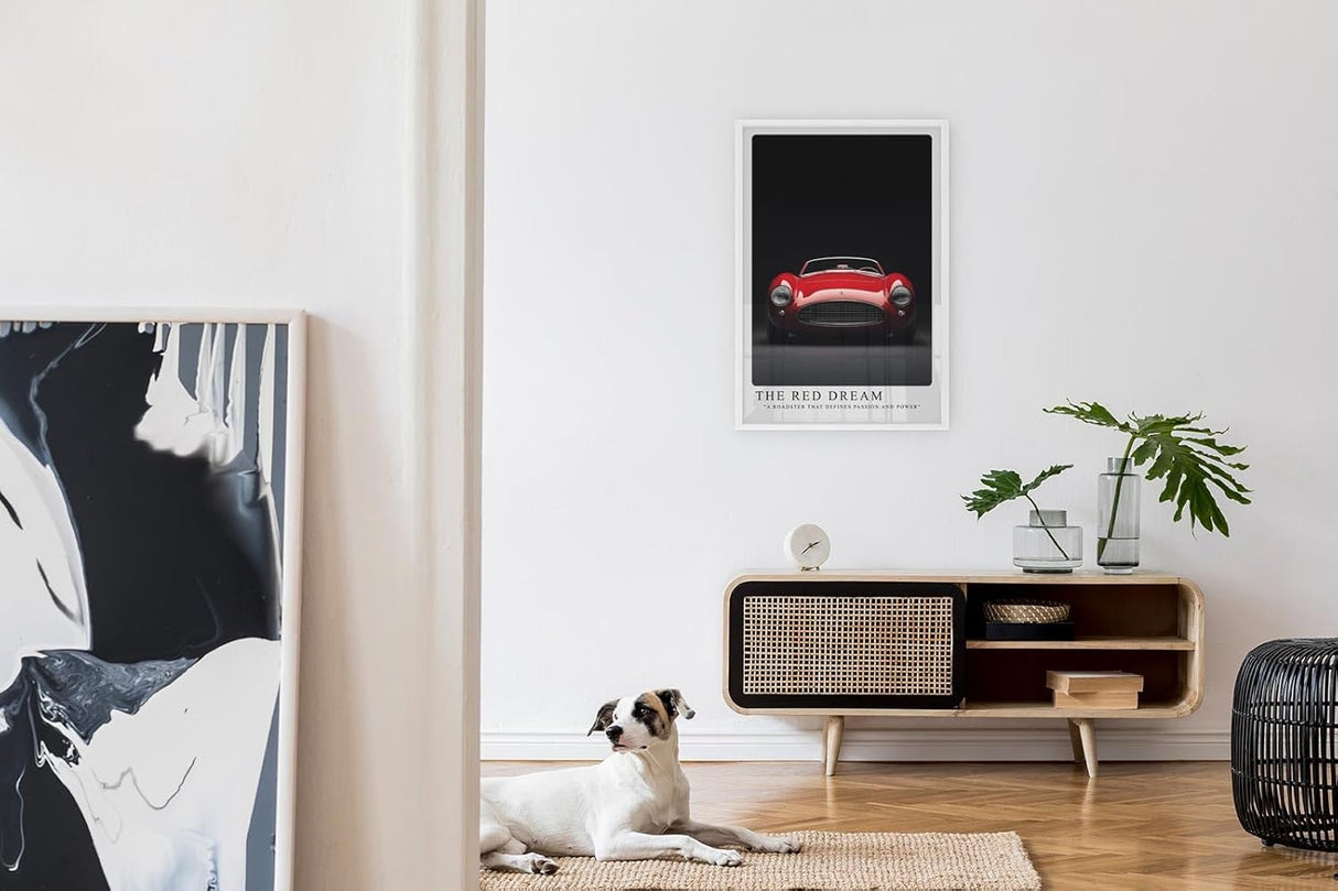 Paul Sinus Leinwandbild 80x120cm The Red Dream Klassischer Roadster Leidenschaft und Kraft Zeitlose Automobilkunst Dynamische Eleganz