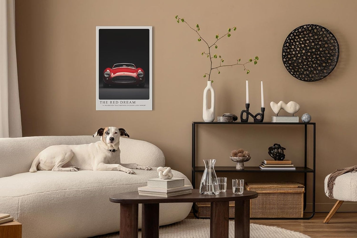 Paul Sinus Leinwandbild 80x120cm The Red Dream Klassischer Roadster Leidenschaft und Kraft Zeitlose Automobilkunst Dynamische Eleganz