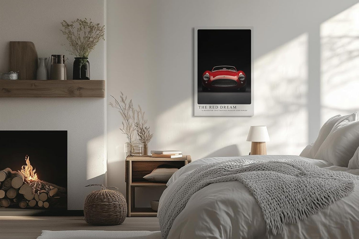 Paul Sinus Leinwandbild 80x120cm The Red Dream Klassischer Roadster Leidenschaft und Kraft Zeitlose Automobilkunst Dynamische Eleganz