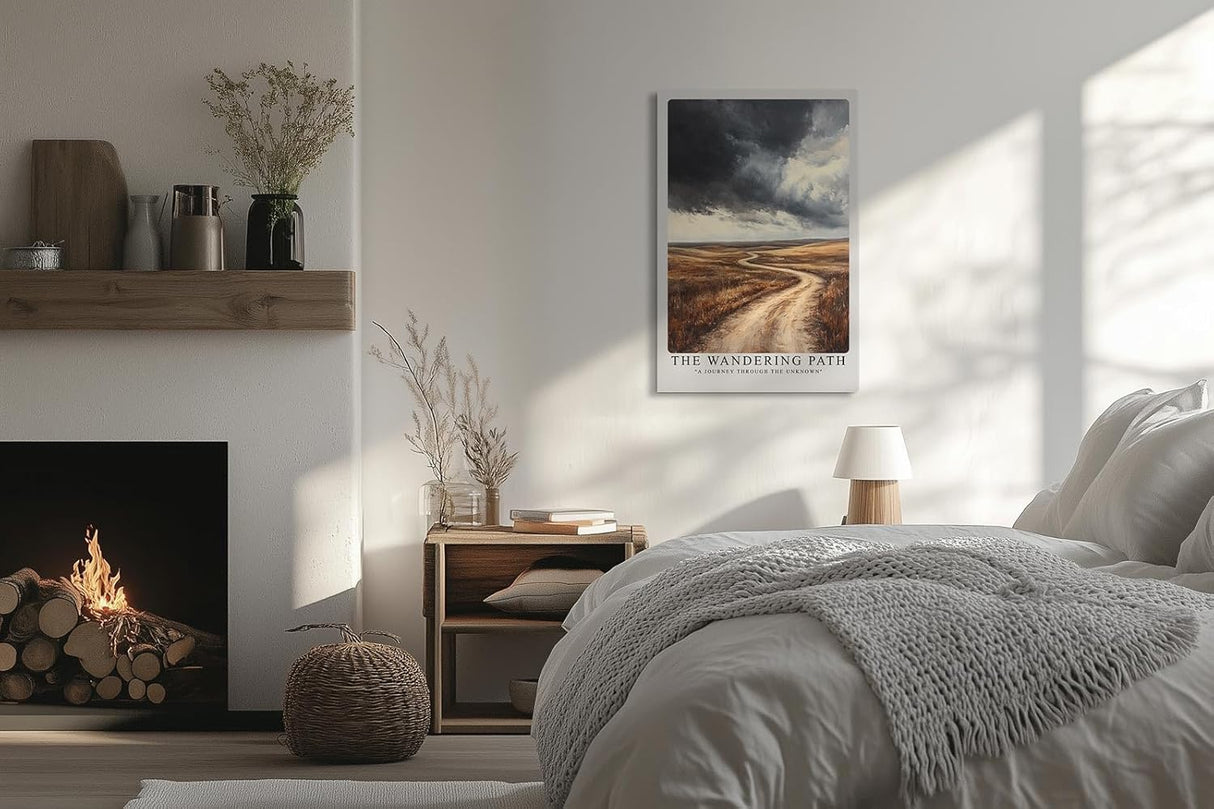 Paul Sinus Leinwandbild 40x60cm The Wandering Path – Malerischer Weg durch weite Landschaft unter dramatischem Himmel