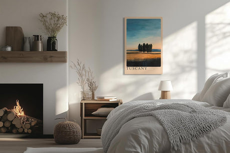 Paul Sinus Leinwandbild 80x120cm Toskana – Sanfte Hügellandschaft mit Zypressen im warmen Licht eines mediterranen Sonnenuntergangs
