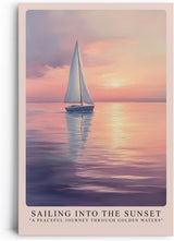 Paul Sinus Leinwandbild 40x60cm traumhafte Segelboot-Szene bei Sonnenuntergang mit sanften Gold- und Pastelltönen, beruhigende Wandkunst