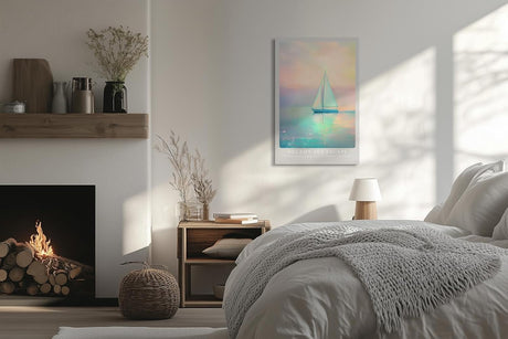 Paul Sinus Leinwandbild 40x60cm traumhafte Segelboot-Szene in pastellfarbenem Himmel und ruhigem Meer – kunstvolles Leinwandbild