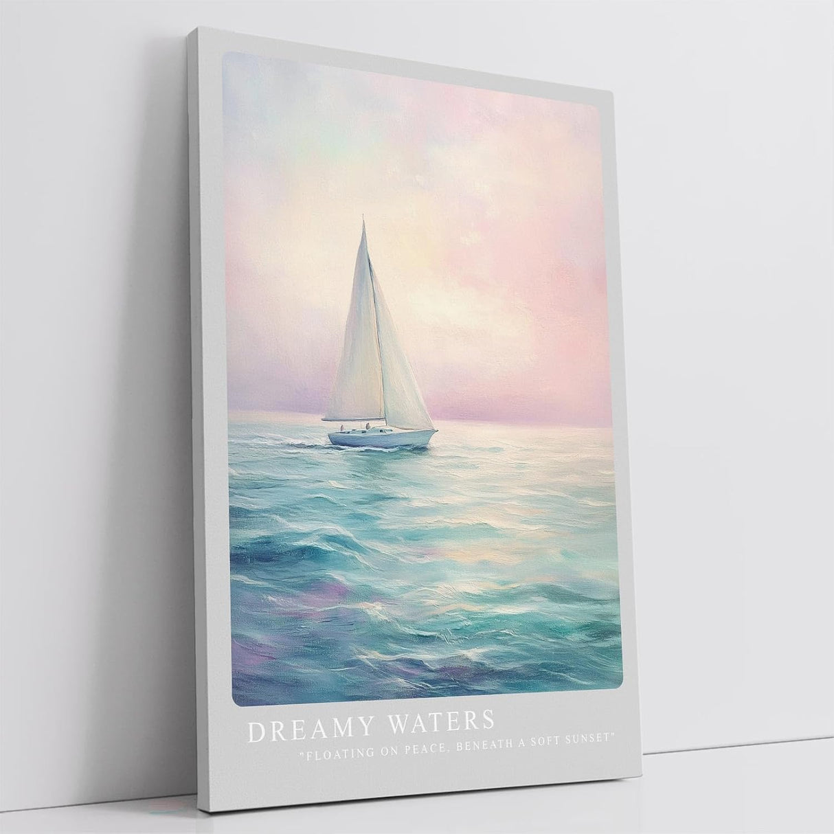 Paul Sinus Leinwandbild 40x60cm verträumtes Segelboot auf ruhigem Meer mit sanften Pastelltönen und harmonischer Lichtstimmung – kunstvolles Leinwandbild