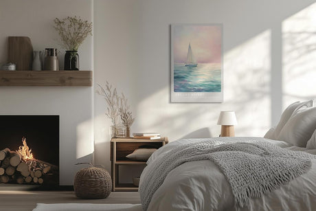 Paul Sinus Leinwandbild 40x60cm verträumtes Segelboot auf ruhigem Meer mit sanften Pastelltönen und harmonischer Lichtstimmung – kunstvolles Leinwandbild