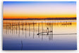 Paul Sinus Wandbild 120x80cm Abendröte Meer Fischernetze Kraniche Horizont Berge