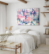 Wandbild 120x80cm Abstrakt Kunst Vierecke Pastelltöne Modern