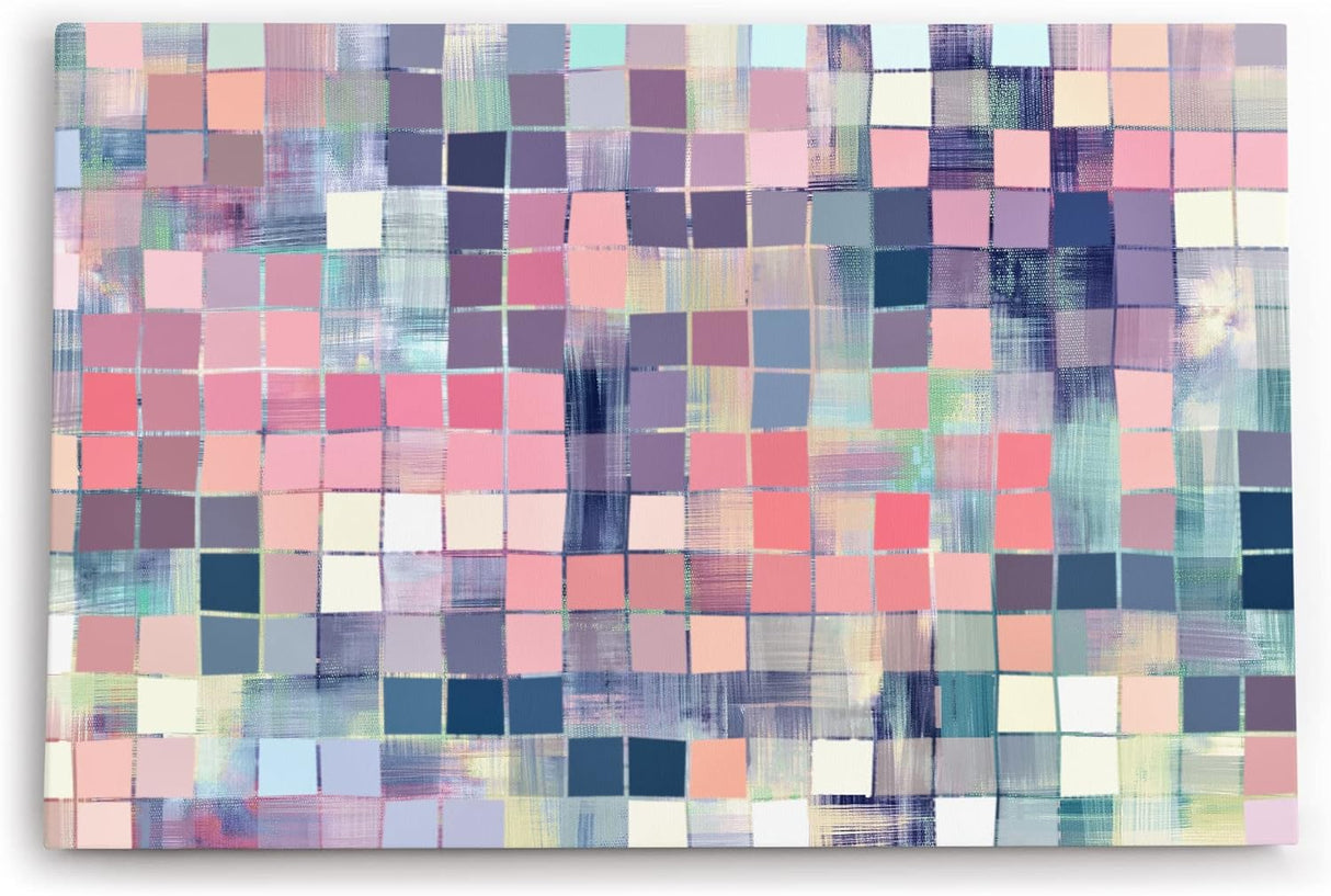Wandbild 120x80cm Abstrakt Kunst Vierecke Pastelltöne Modern