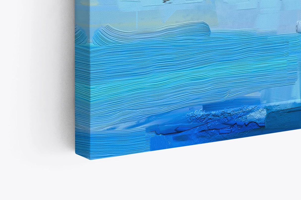 Paul Sinus Wandbild 120x80cm Abstrakt Segelboot Meer Blau Berge Kunstvoll