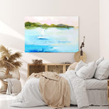 Paul Sinus Wandbild 120x80cm Abstrakt Segelboot Meer Blau Berge Kunstvoll