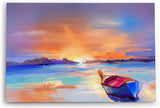 Paul Sinus Wandbild 120x80cm Abstrakt Strand Fischerboot Boot Farbenfroh Sonnenuntergang