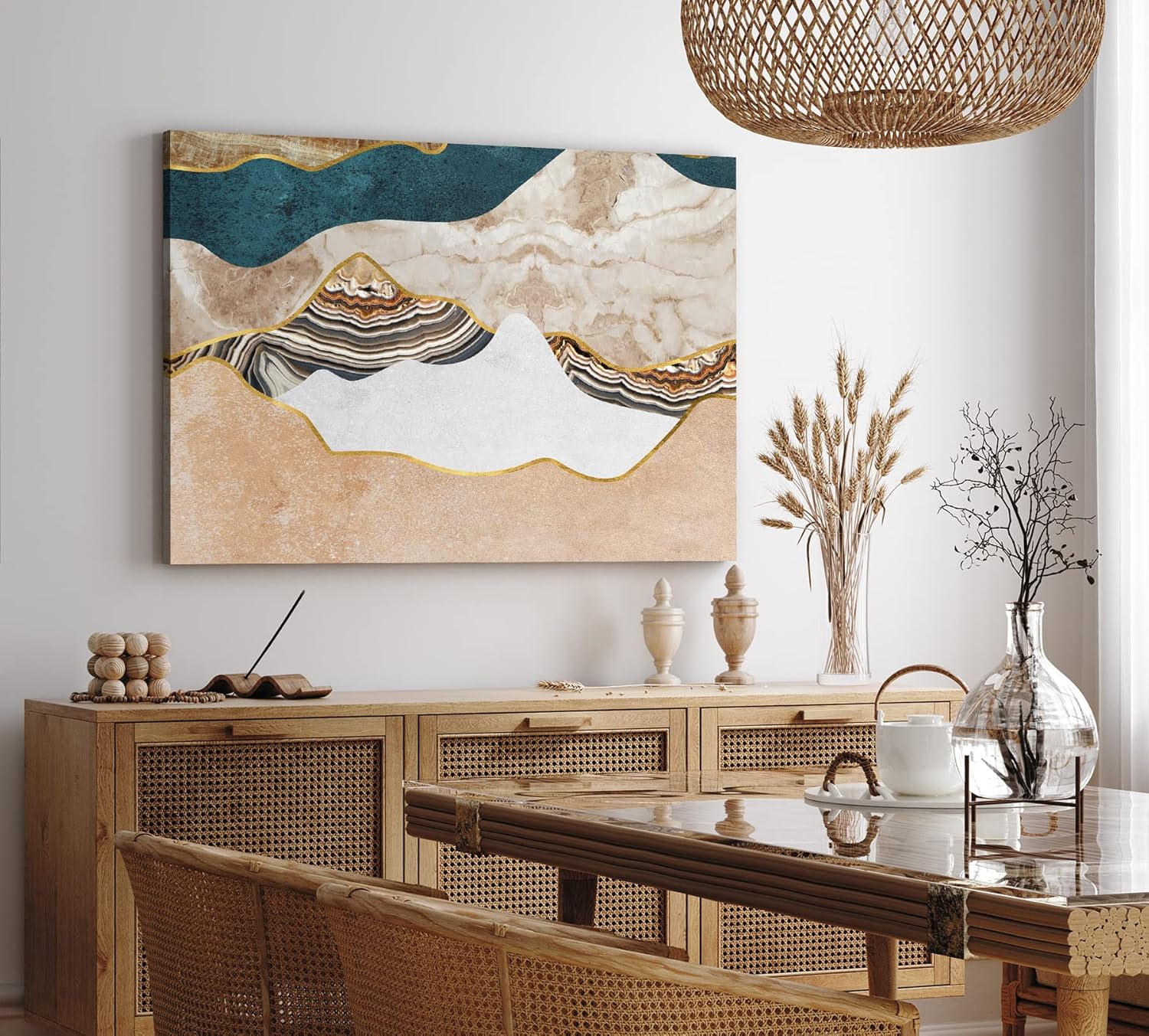 Paul Sinus Wandbild 120x80cm Abstrakte Berge Marmormuster Kunstvoll Dekorativ