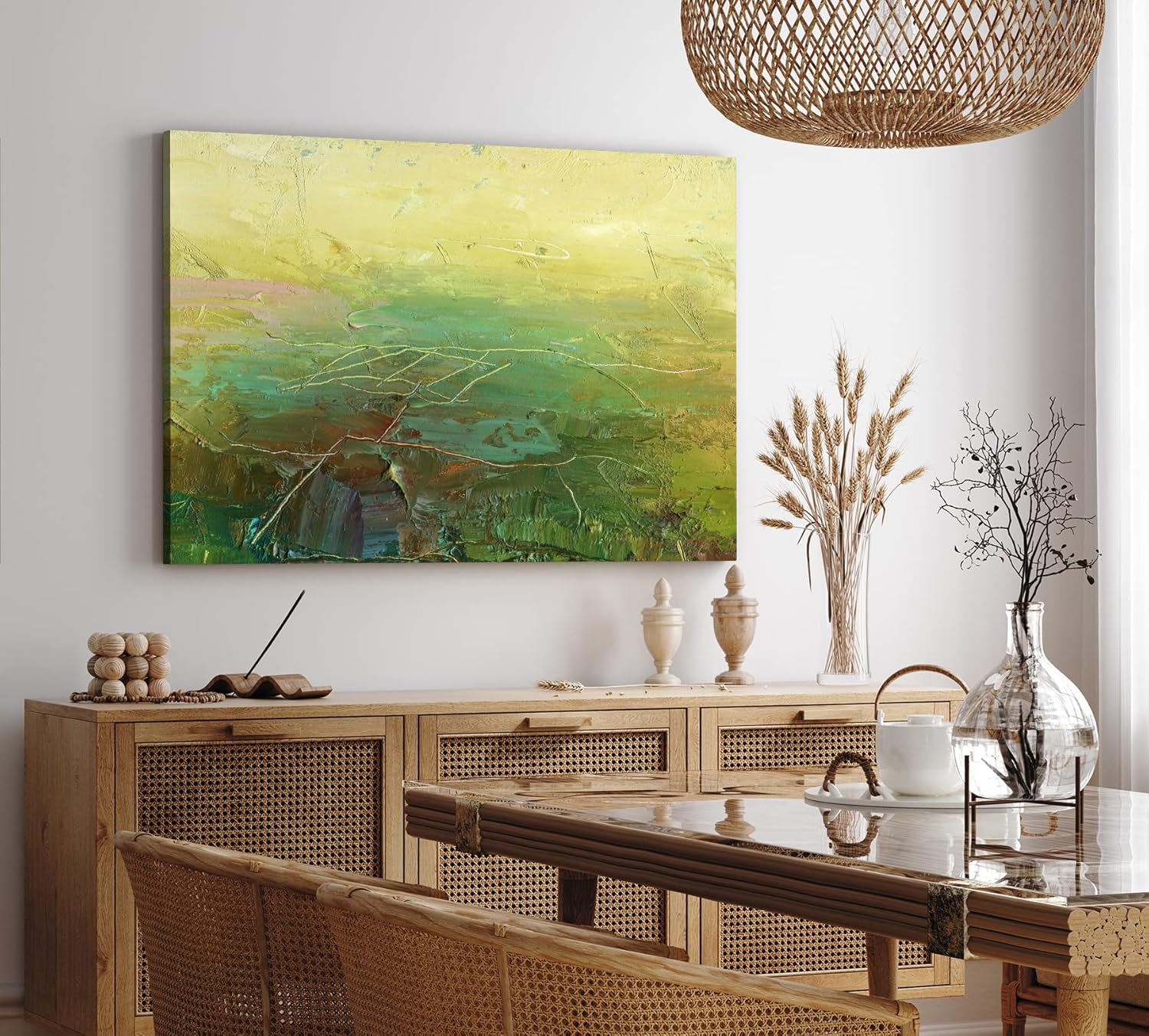 Paul Sinus Wandbild 120x80cm Abstrakte Farben Grün Spachtel Modern Struktur