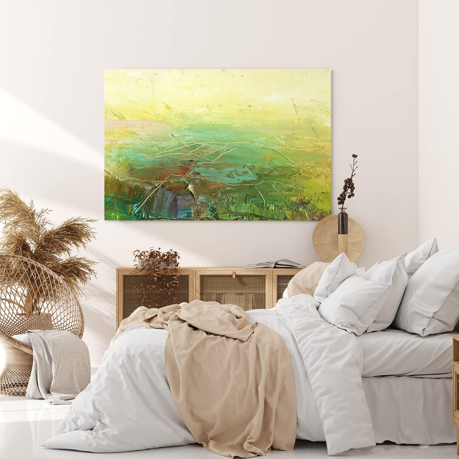 Paul Sinus Wandbild 120x80cm Abstrakte Farben Grün Spachtel Modern Struktur