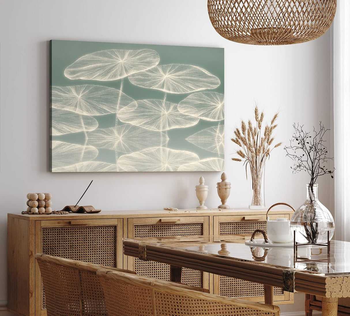 Wandbild 120x80cm Abstrakte Kunst Blüten Blütenblätter Grau Modern