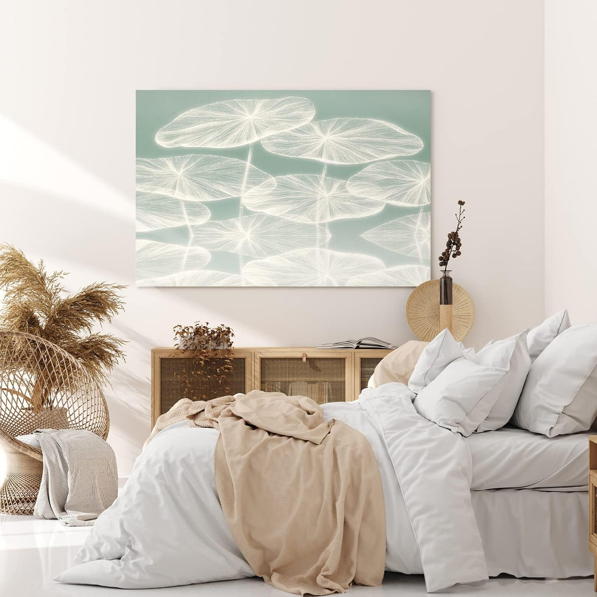Wandbild 120x80cm Abstrakte Kunst Blüten Blütenblätter Grau Modern