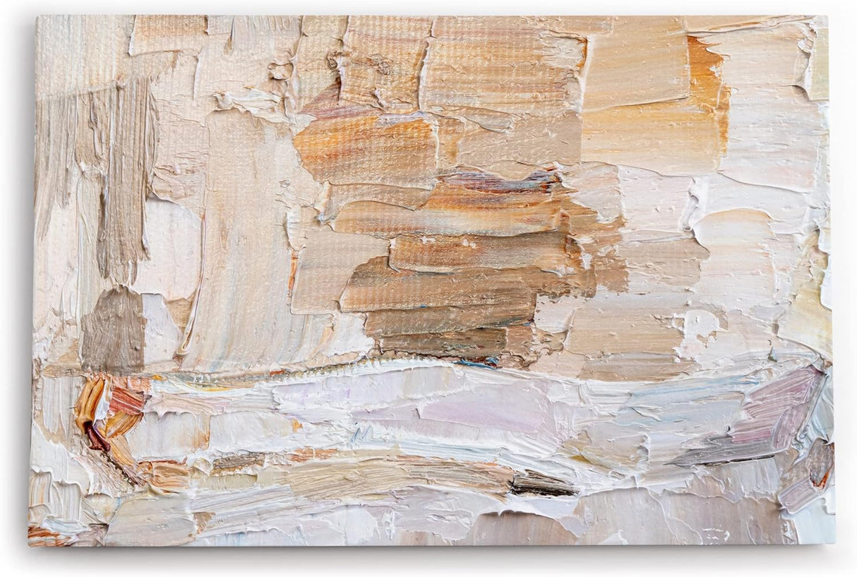 Wandbild 120x80cm Abstrakte Kunst Brauntöne Pastelltöne Spachtelstruktur