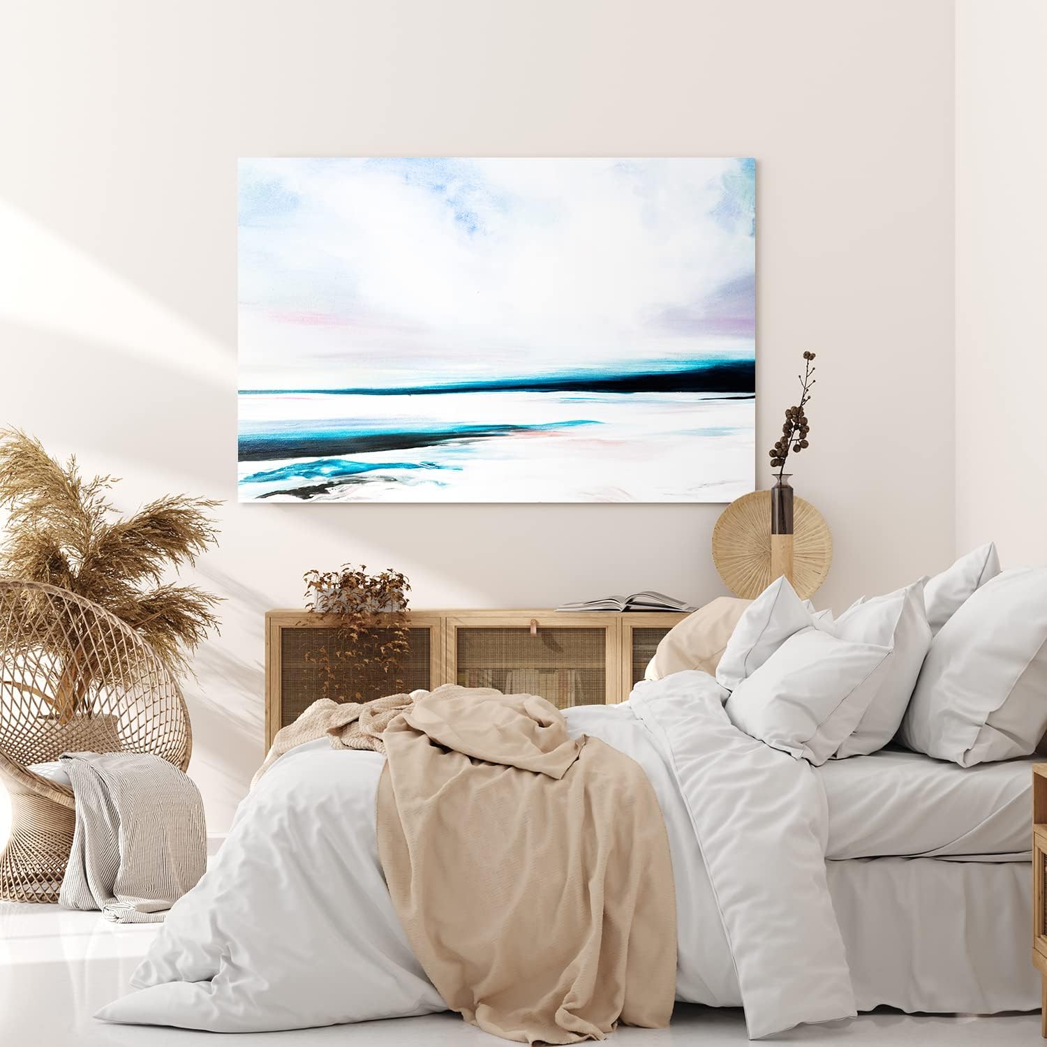 Wandbild 120x80cm Abstrakte Kunst Meer Strand Horizont Blau