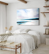 Wandbild 120x80cm Abstrakte Kunst Meer Strand Horizont Blau
