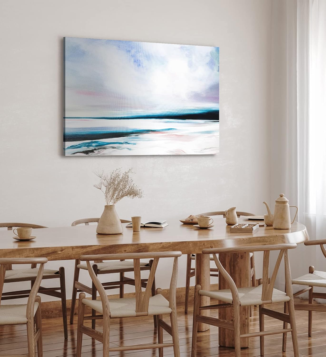 Wandbild 120x80cm Abstrakte Kunst Meer Strand Horizont Blau