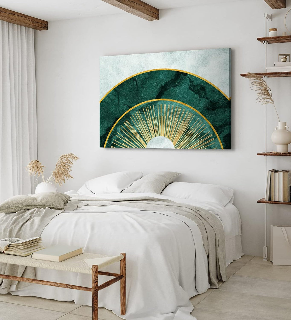 Wandbild 120x80cm Abstrakte Kunst Minimal Kreise Schwarz Modern