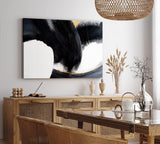 Wandbild 120x80cm Abstrakte Kunst schwarze Farbe Pinselstrich Modern