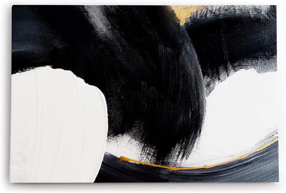 Wandbild 120x80cm Abstrakte Kunst schwarze Farbe Pinselstrich Modern