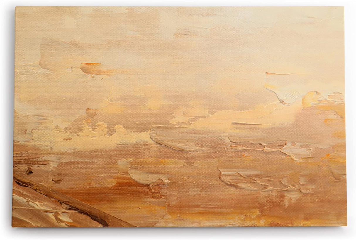 Wandbild 120x80cm Abstrakte Kunst Spachtelstruktur Beige Modern