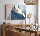 Paul Sinus Wandbild 120x80cm Abstrakte Muster Blau Beige Kunstvoll Modern