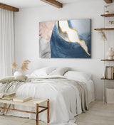 Paul Sinus Wandbild 120x80cm Abstrakte Muster Blau Beige Kunstvoll Modern