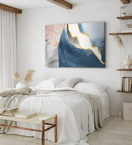 Paul Sinus Wandbild 120x80cm Abstrakte Muster Blau Beige Kunstvoll Modern
