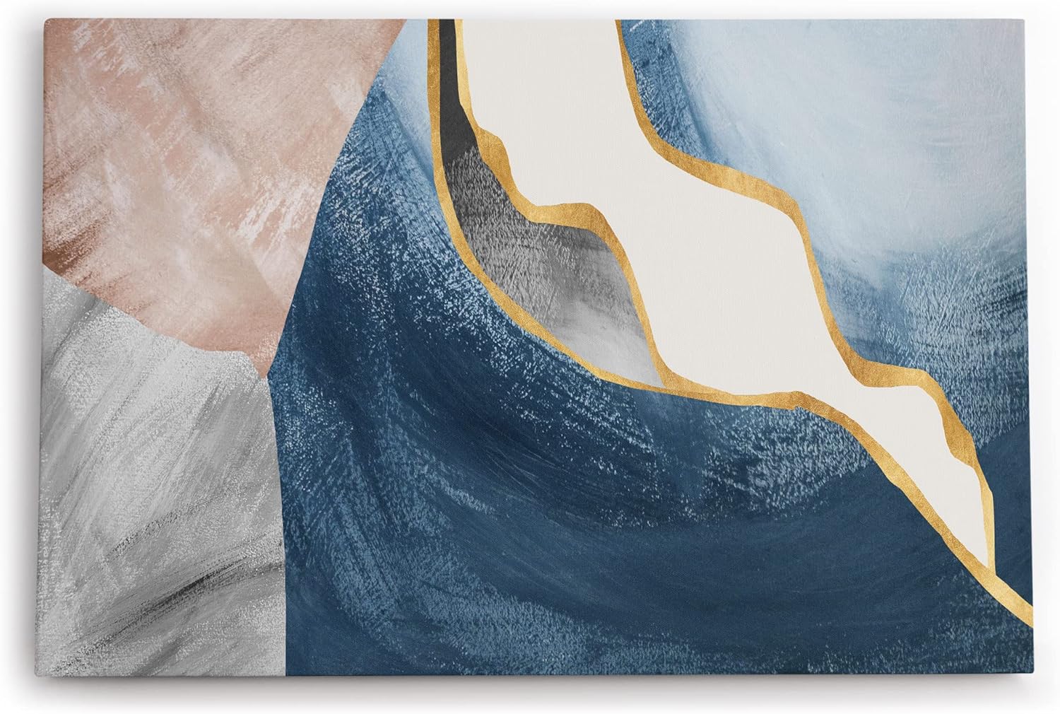 Paul Sinus Wandbild 120x80cm Abstrakte Muster Blau Beige Kunstvoll Modern