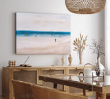 Paul Sinus Wandbild 120x80cm Abstrakter Strand Meer Horizont Kunstvoll Blau Beige