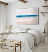 Paul Sinus Wandbild 120x80cm Abstrakter Strand Meer Horizont Kunstvoll Blau Beige