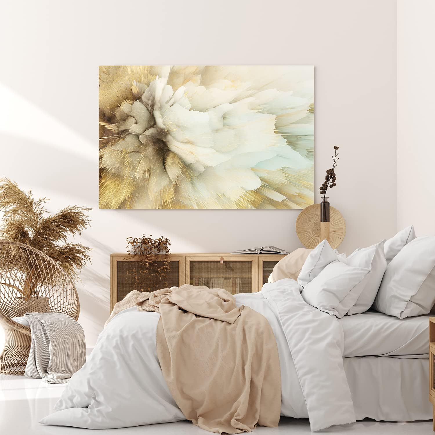 Paul Sinus Wandbild 120x80cm Abstraktes Bild Beige Explosion Dekorativ Modern