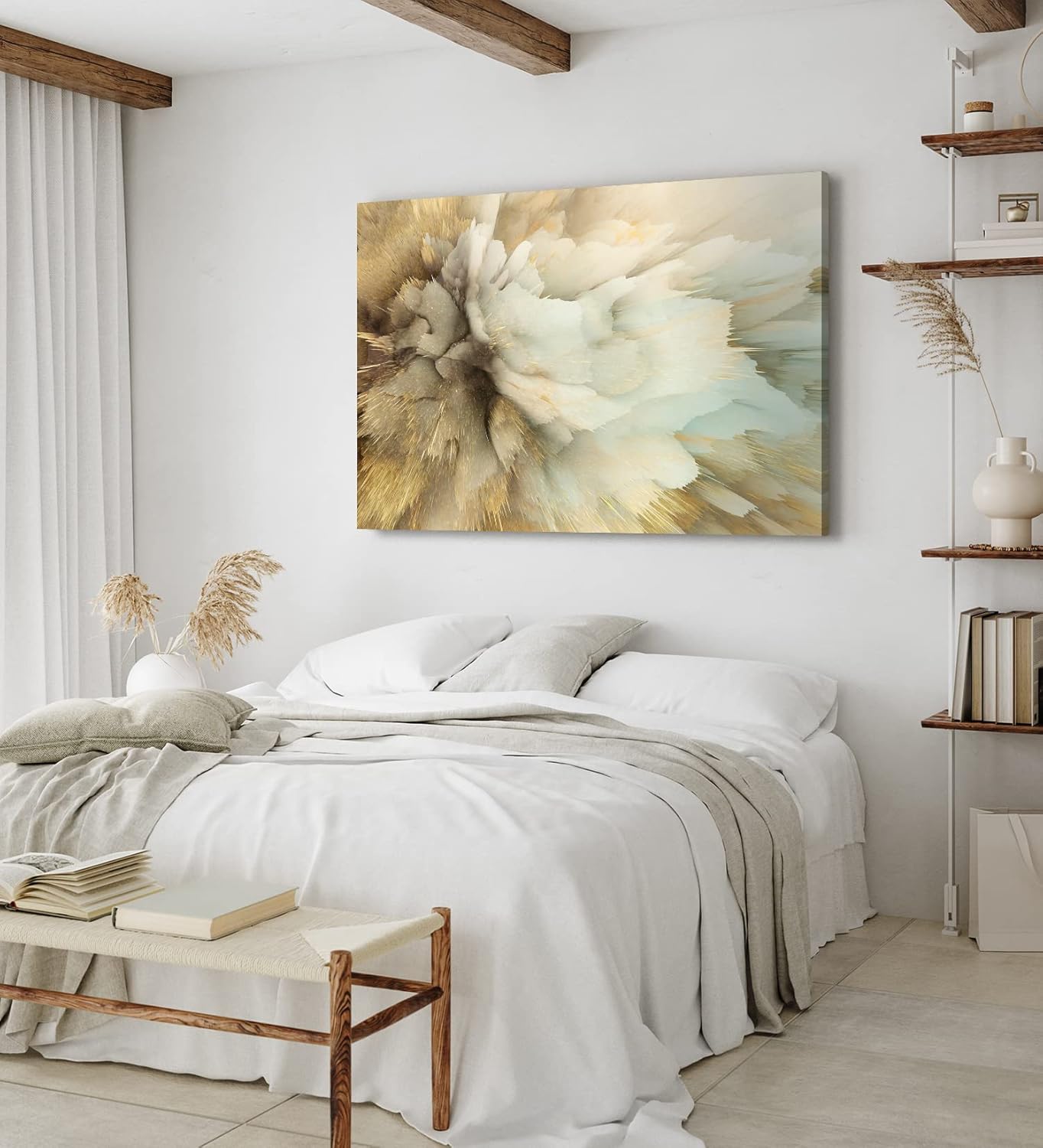 Paul Sinus Wandbild 120x80cm Abstraktes Bild Beige Explosion Dekorativ Modern
