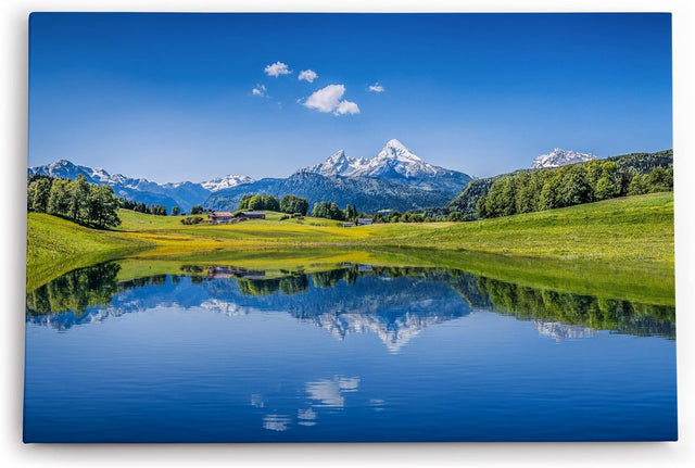 Paul Sinus Wandbild 120x80cm Alpen Alpensee Berglandschaft See Blau Natur Schneegipfel