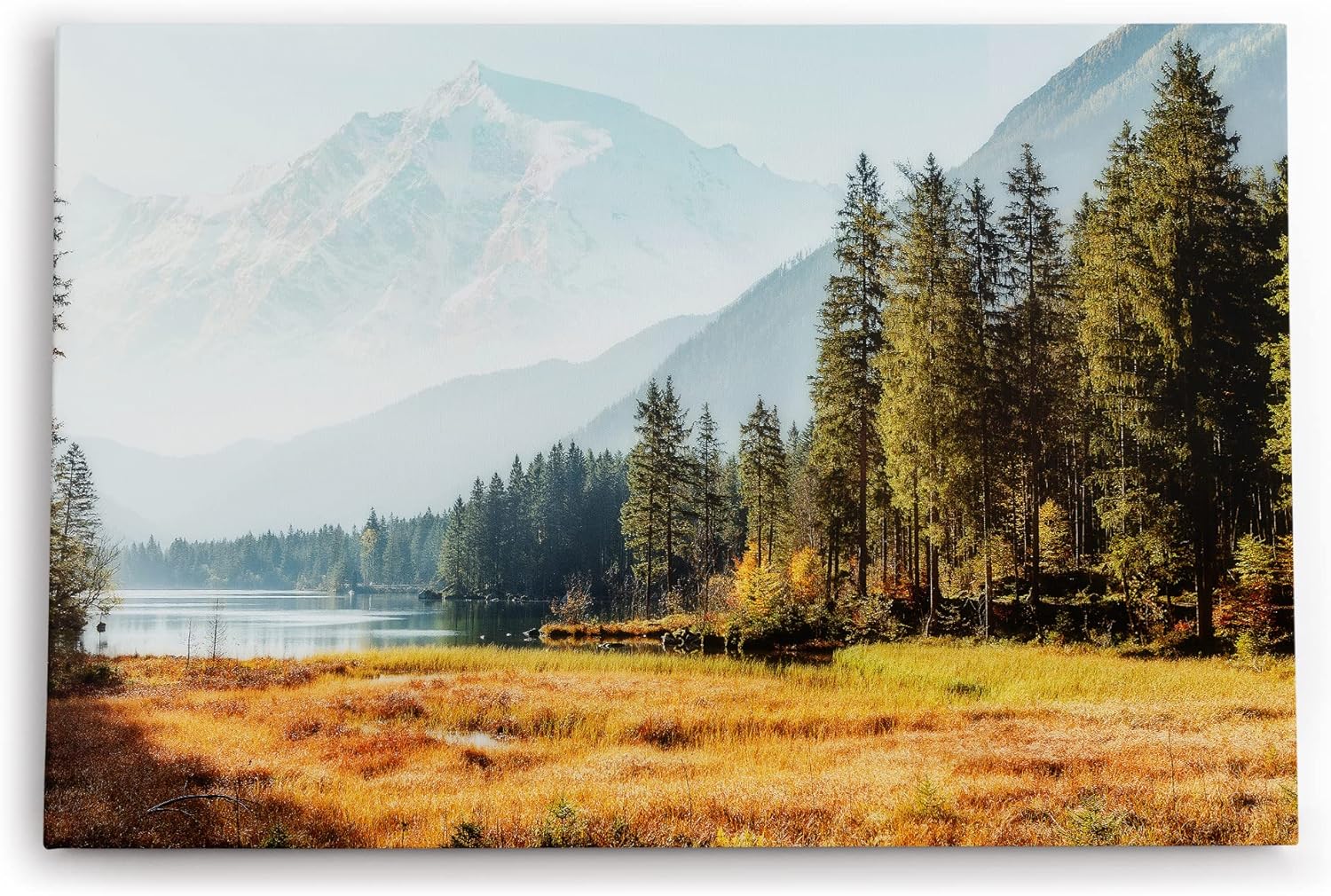 Paul Sinus Wandbild 120x80cm Alpen Berge Bergsee Natur Gebirge Alpensee Tannen