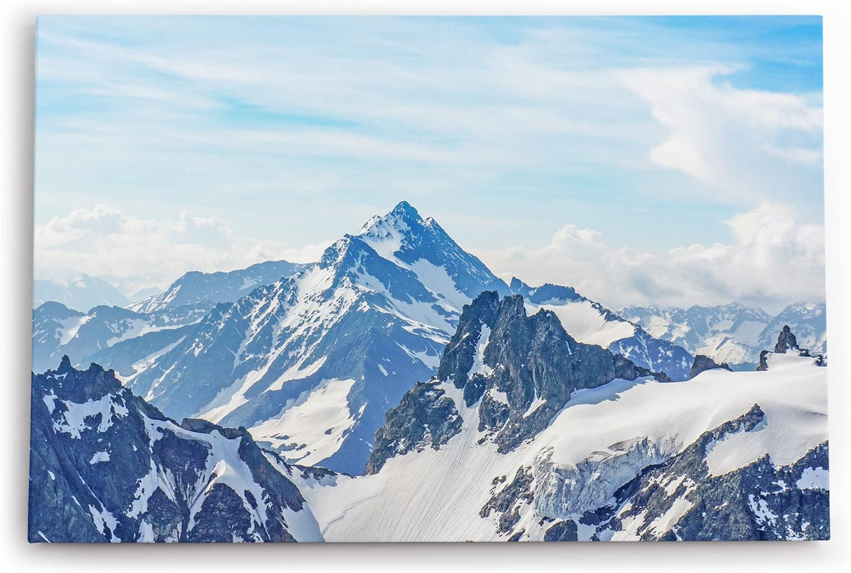 Paul Sinus Wandbild 120x80cm Alpen Berge Gebirge Schnee Schneegipfel Blau