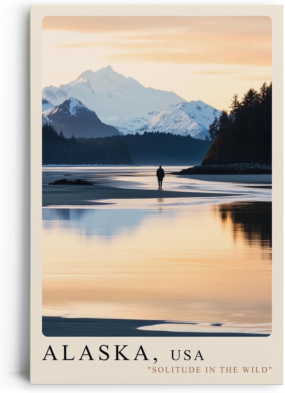 Paul Sinus Leinwandbild 80x120cm Leinwandbild Alaska USA Naturidylle einsame Weite Bergpanorama Sonnenuntergang Wildnis Abenteuer Naturverbundenheit Stille