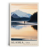 Paul Sinus Leinwandbild 80x120cm Leinwandbild Alaska USA Naturidylle einsame Weite Bergpanorama Sonnenuntergang Wildnis Abenteuer Naturverbundenheit Stille