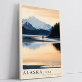 Paul Sinus Leinwandbild 80x120cm Leinwandbild Alaska USA Naturidylle einsame Weite Bergpanorama Sonnenuntergang Wildnis Abenteuer Naturverbundenheit Stille