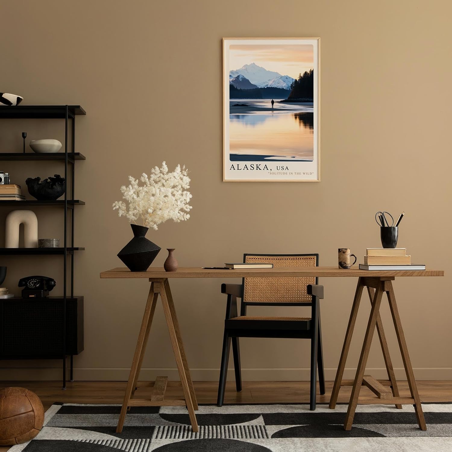 Paul Sinus Leinwandbild 80x120cm Leinwandbild Alaska USA Naturidylle einsame Weite Bergpanorama Sonnenuntergang Wildnis Abenteuer Naturverbundenheit Stille