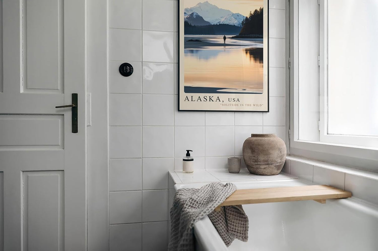 Paul Sinus Leinwandbild 80x120cm Leinwandbild Alaska USA Naturidylle einsame Weite Bergpanorama Sonnenuntergang Wildnis Abenteuer Naturverbundenheit Stille