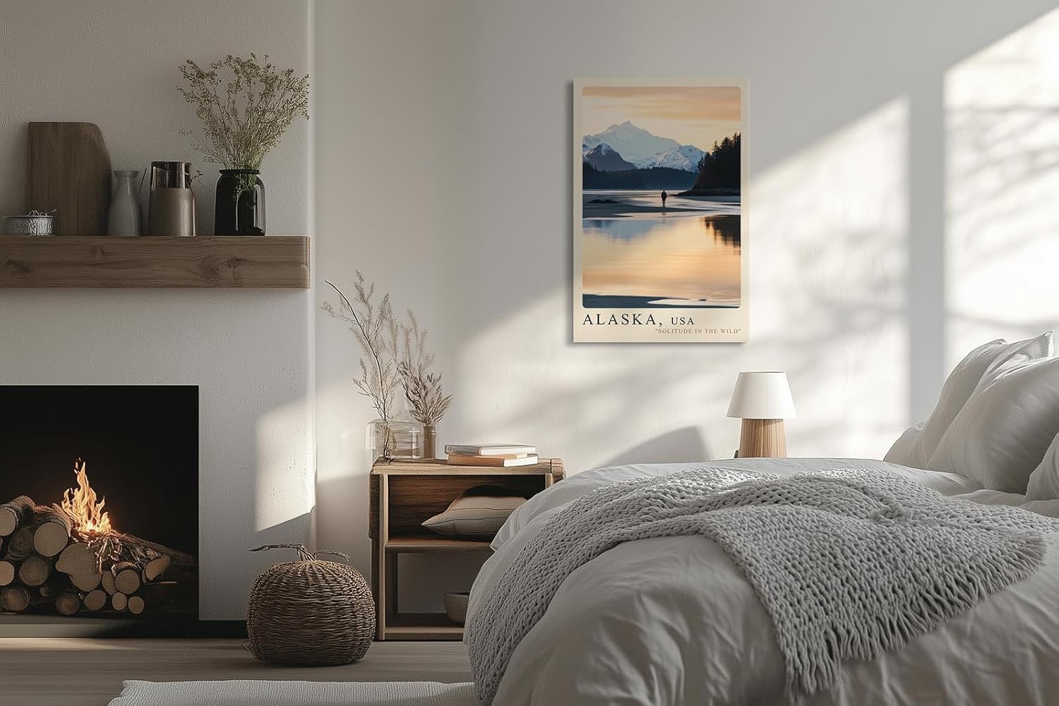 Paul Sinus Leinwandbild 80x120cm Leinwandbild Alaska USA Naturidylle einsame Weite Bergpanorama Sonnenuntergang Wildnis Abenteuer Naturverbundenheit Stille