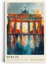Paul Sinus Leinwandbild 40x60cm Leinwandbild Berlin Brandenburger Tor moderne Kunst urbane Eleganz farbenprächtige Architektur zeitlose Ästhetik Stadtmotiv