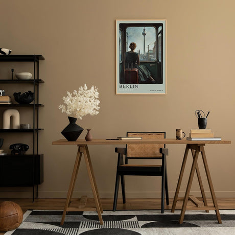 Paul Sinus Leinwandbild 40x60cm Leinwandbild Berlin Nostalgie Retro Zugreise Fernsehturm Stadtblick Vintage Atmosphäre Vergangenheit Zukunft Sehnsucht