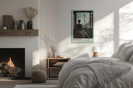 Paul Sinus Leinwandbild 40x60cm Leinwandbild Berlin Nostalgie Retro Zugreise Fernsehturm Stadtblick Vintage Atmosphäre Vergangenheit Zukunft Sehnsucht